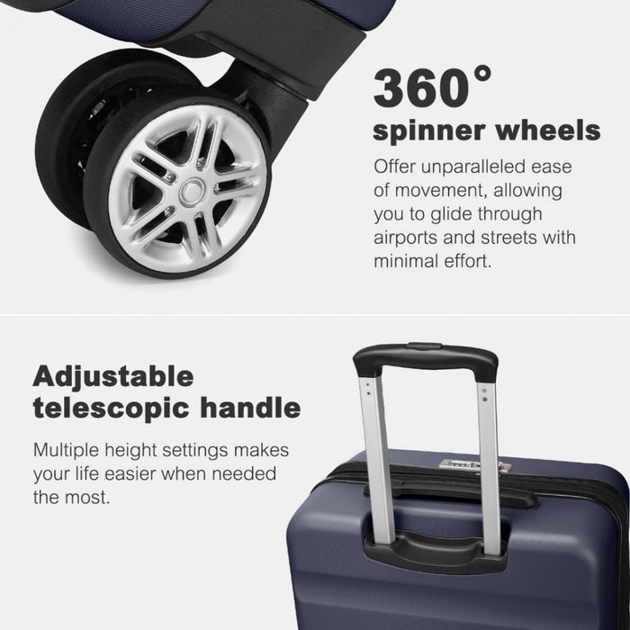 Expandable Horizontal Engraved ABS+PC Hard Shell Check-In Suitcase with TSA Lock – 24-Inch – Navy