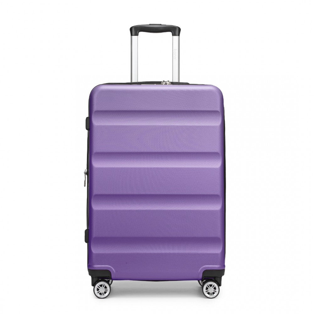 Expandable Horizontal Engraved ABS+PC Hard Shell Check-In Suitcase with TSA Lock – 24-Inch – Purple