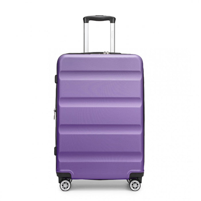 Expandable Horizontal Engraved ABS+PC Hard Shell Check-In Suitcase with TSA Lock – 24-Inch – Purple