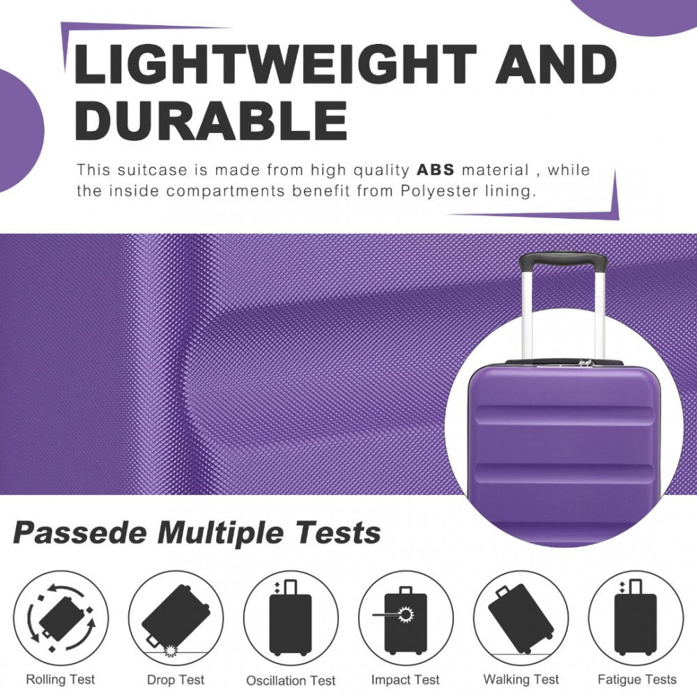 Expandable Horizontal Engraved ABS+PC Hard Shell Check-In Suitcase with TSA Lock – 24-Inch – Purple