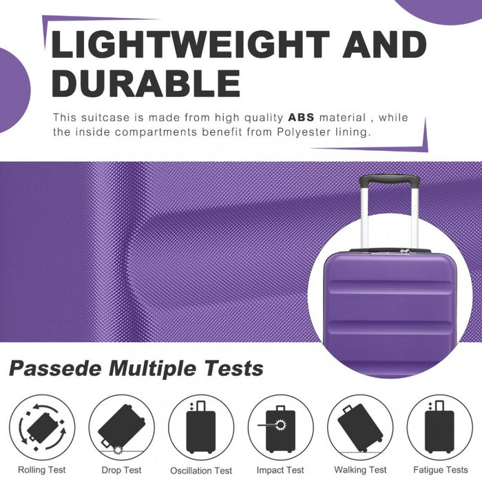 Expandable Horizontal Engraved ABS+PC Hard Shell Check-In Suitcase with TSA Lock – 24-Inch – Purple