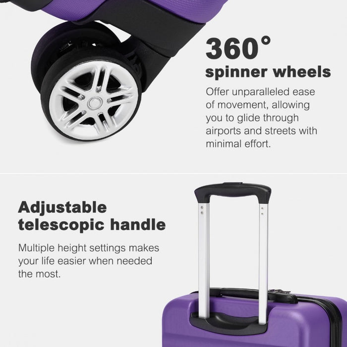 Expandable Horizontal Engraved ABS+PC Hard Shell Check-In Suitcase with TSA Lock – 24-Inch – Purple