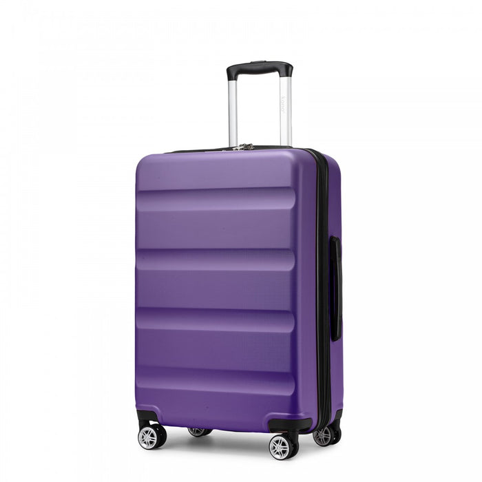 Expandable Horizontal Engraved ABS+PC Hard Shell Check-In Suitcase with TSA Lock – 24-Inch – Purple