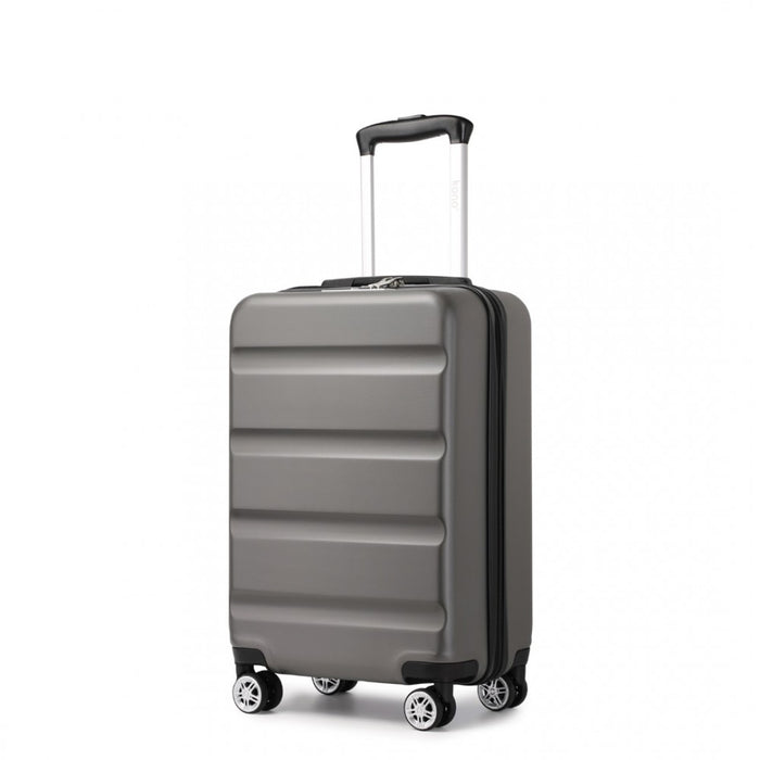 Horizontal Engraved ABS+PC Hard Shell Cabin Carry-On Suitcase with TSA Lock – 19-Inch – Grey