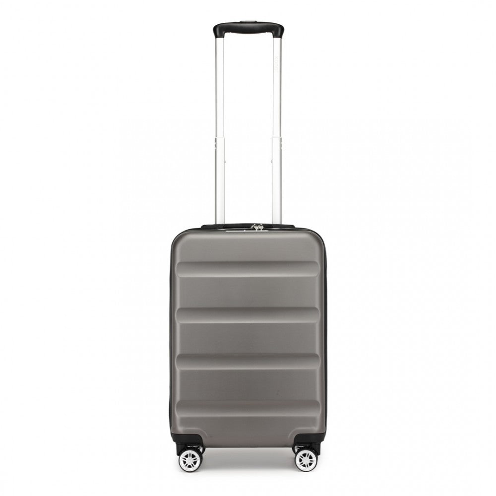 Horizontal Engraved ABS+PC Hard Shell Cabin Carry-On Suitcase with TSA Lock – 19-Inch – Grey