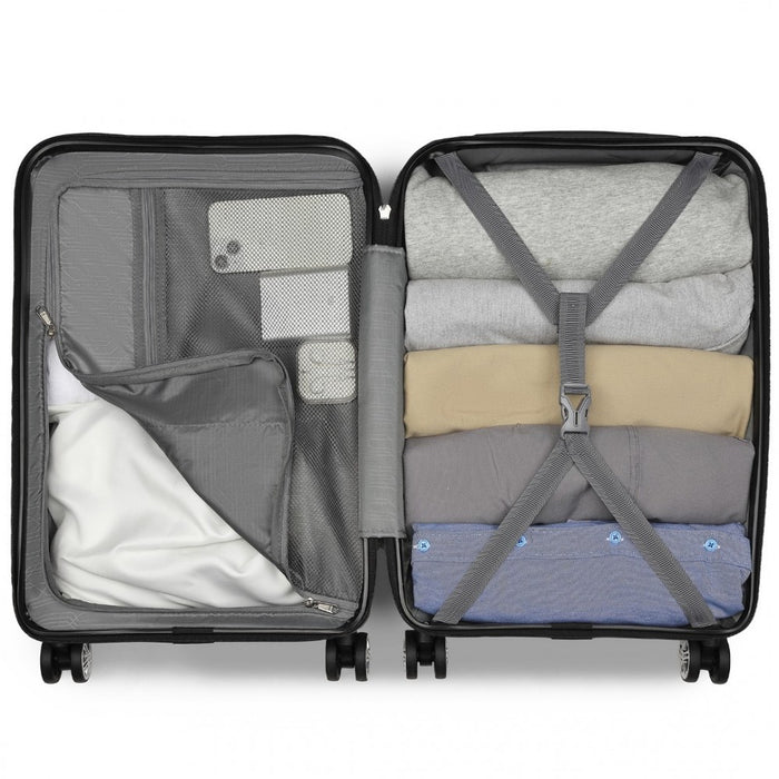 Horizontal Engraved ABS+PC Hard Shell Cabin Carry-On Suitcase with TSA Lock – 19-Inch – Grey