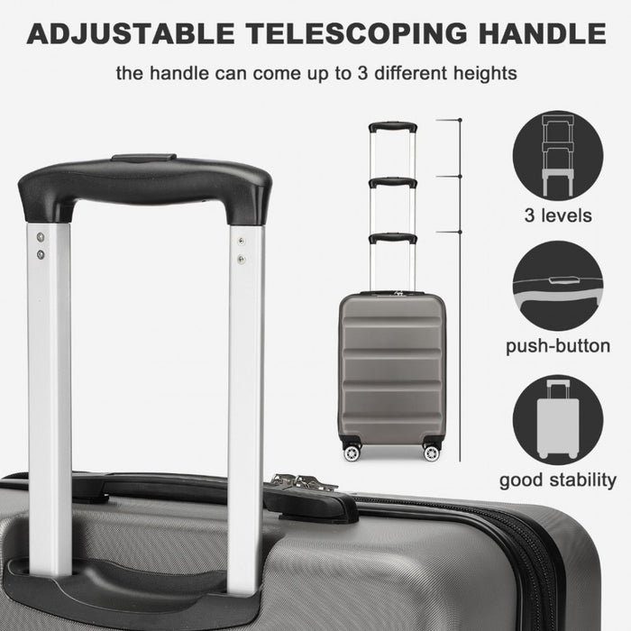 Horizontal Engraved ABS+PC Hard Shell Cabin Carry-On Suitcase with TSA Lock – 19-Inch – Grey