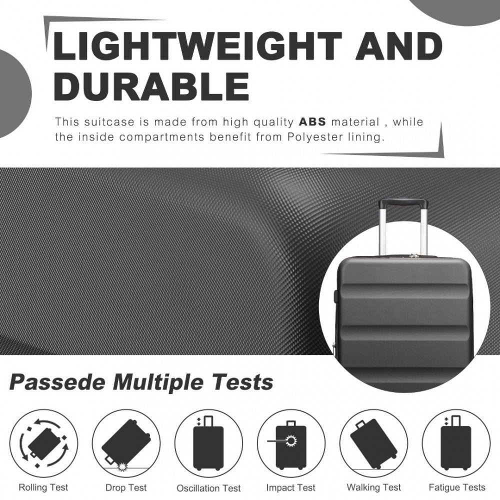 Horizontal Engraved ABS+PC Hard Shell Cabin Carry-On Suitcase with TSA Lock – 19-Inch – Grey