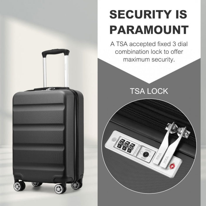 Horizontal Engraved ABS+PC Hard Shell Cabin Carry-On Suitcase with TSA Lock – 19-Inch – Grey