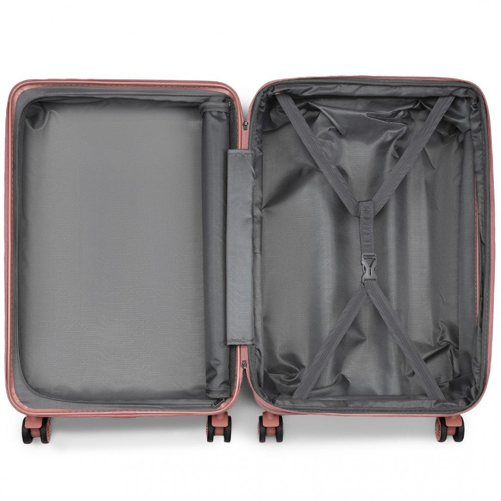 3-Piece Luggage Set Striped Expandable ABS+PC Suitcase with Four Spinner Wheels – 20/24/28-Inch – Nude