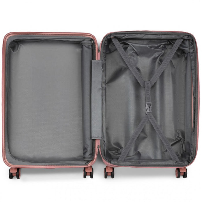 3-Piece Luggage Set Striped Expandable ABS+PC Suitcase with Four Spinner Wheels – 20/24/28-Inch – Nude