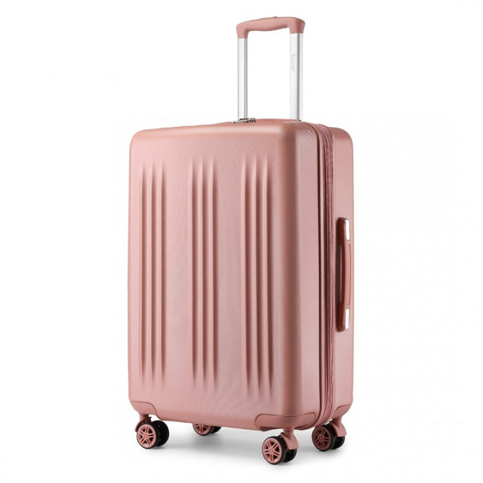 3-Piece Luggage Set Striped Expandable ABS+PC Suitcase with Four Spinner Wheels – 20/24/28-Inch – Nude