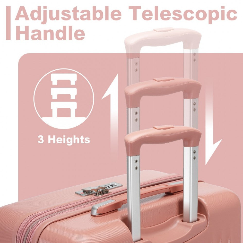 3-Piece Luggage Set Striped Expandable ABS+PC Suitcase with Four Spinner Wheels – 20/24/28-Inch – Nude