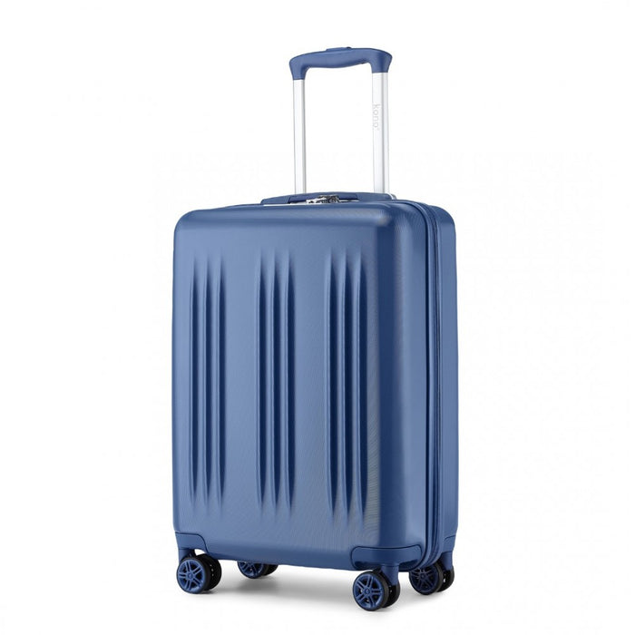 Striped Carry-On Suitcase ABS+PC Luggage with Four Spinner Wheels and TSA Lock – 20-Inch – Navy