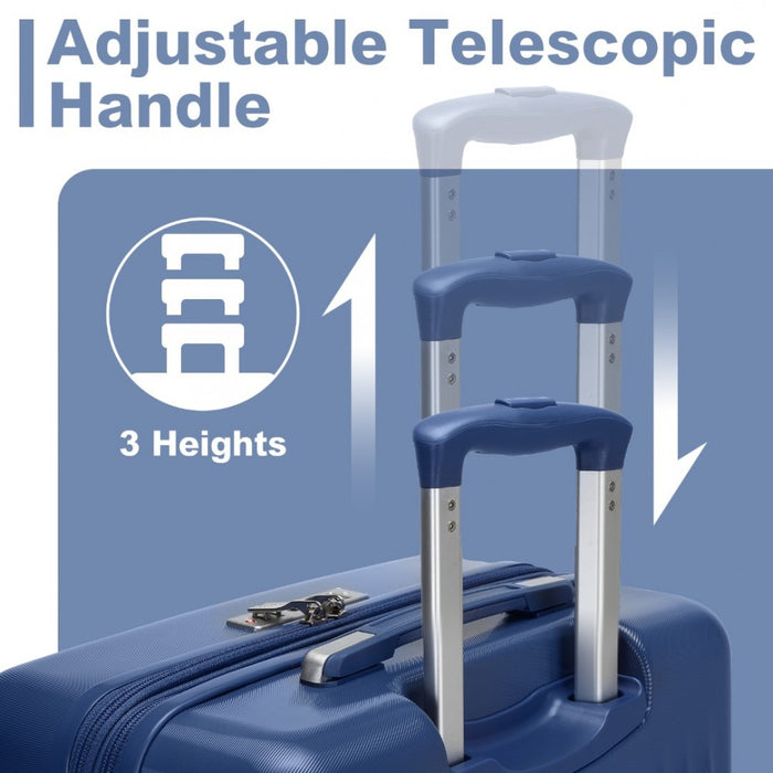 Striped Check-In Suitcase Expandable ABS+PC Luggage with Four Spinner Wheels TSA Lock – 24-Inch – Navy