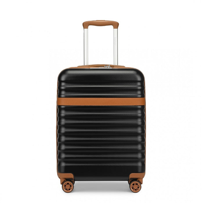 Lightweight ABS+PC Hard Shell Cabin Carry-On Suitcase with TSA Lock – 20-Inch – KSK2484 – Black and Brown