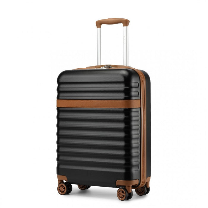 Lightweight ABS+PC Hard Shell Cabin Carry-On Suitcase with TSA Lock – 20-Inch – KSK2484 – Black and Brown