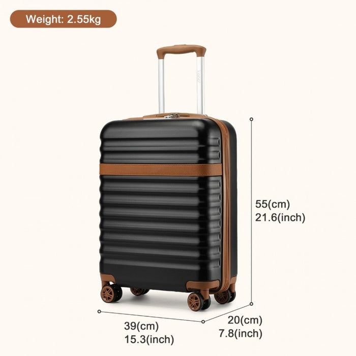 Lightweight ABS+PC Hard Shell Cabin Carry-On Suitcase with TSA Lock – 20-Inch – KSK2484 – Black and Brown
