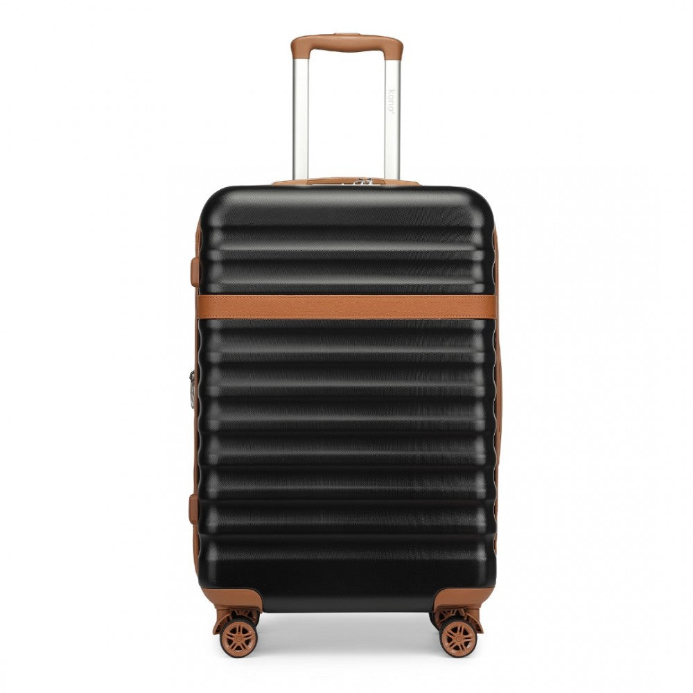 Expandable Lightweight ABS+PC Hard Shell Check-In Suitcase with TSA Lock – 24-Inch – Black and Brown