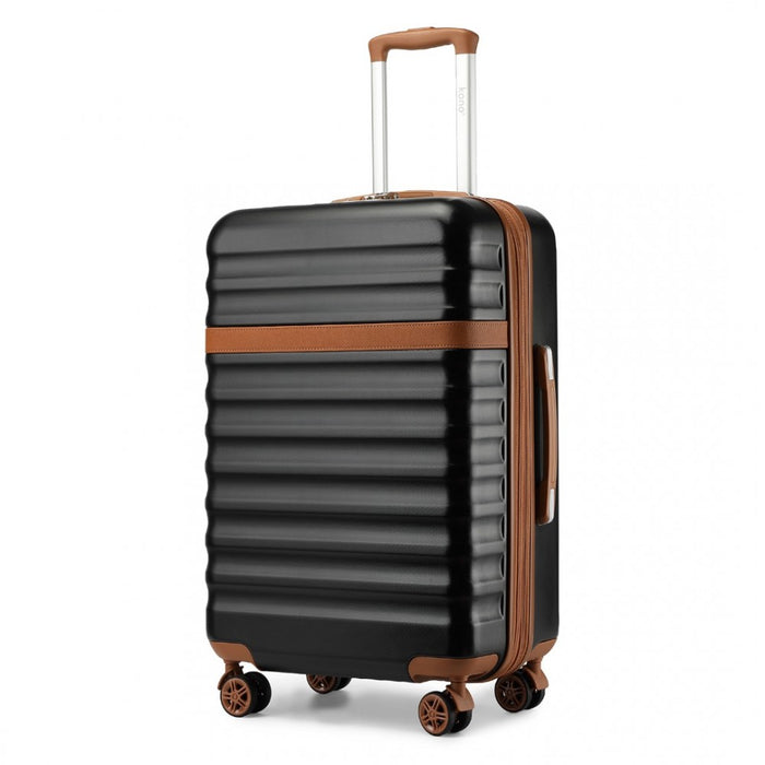 Expandable Lightweight ABS+PC Hard Shell Check-In Suitcase with TSA Lock – 28-Inch – Black and Brown