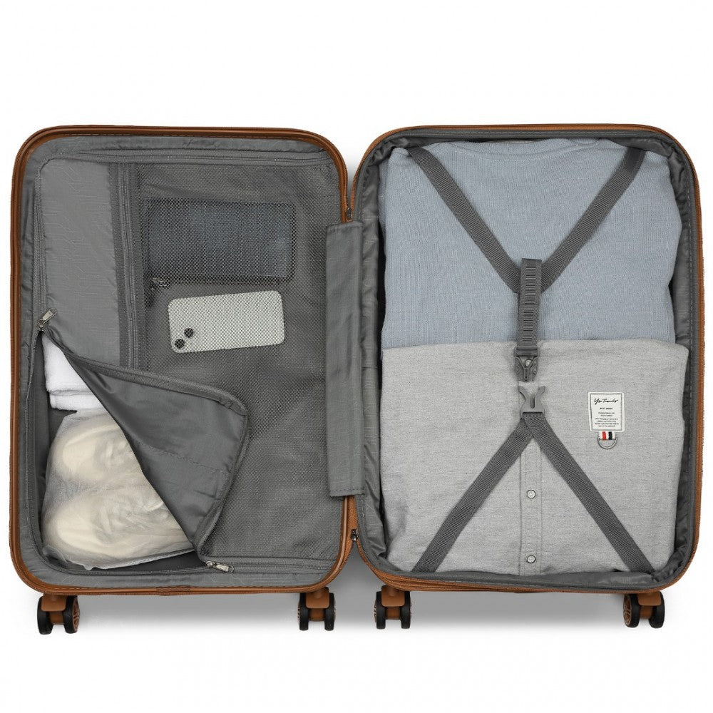 Expandable Lightweight ABS+PC Hard Shell Check-In Suitcase with TSA Lock – 24-Inch – Black and Brown