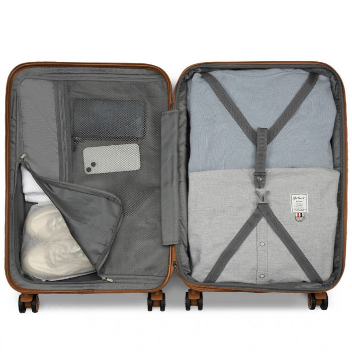 Expandable Lightweight ABS+PC Hard Shell Check-In Suitcase with TSA Lock – 28-Inch – Black and Brown