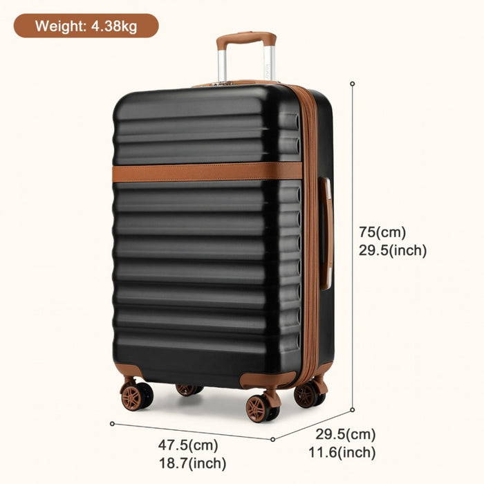 Expandable Lightweight ABS+PC Hard Shell Check-In Suitcase with TSA Lock – 28-Inch – Black and Brown