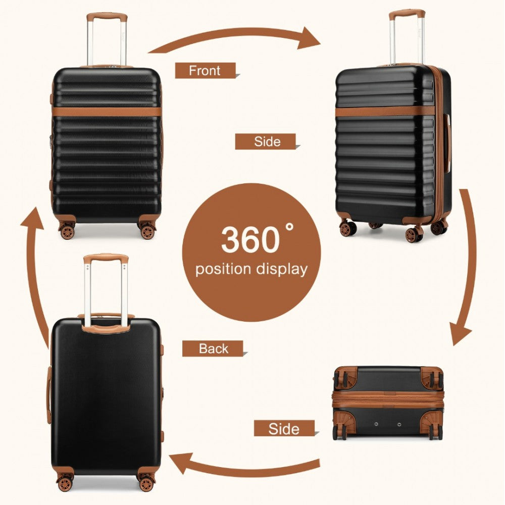 Expandable Lightweight ABS+PC Hard Shell Check-In Suitcase with TSA Lock – 24-Inch – Black and Brown