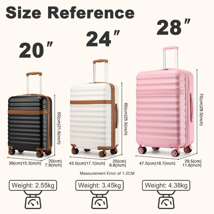3-Piece Expandable Luggage Set Hard Shell ABS+PC Suitcases – 20/24/28-Inch – KSK2484 – Black and Brown