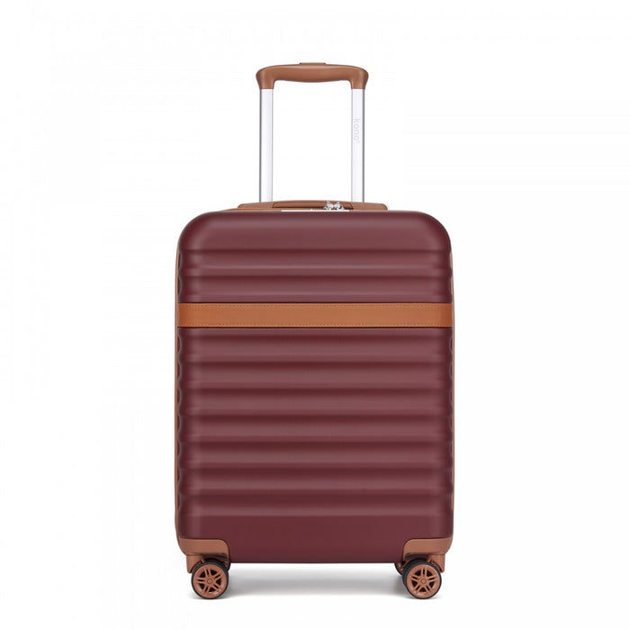 Lightweight ABS+PC Hard Shell Cabin Carry-On Suitcase with TSA Lock – 20-Inch – KSK2484 – Burgundy and Brown