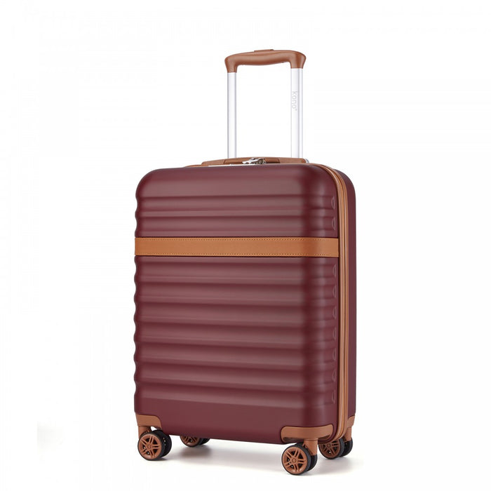 Lightweight ABS+PC Hard Shell Cabin Carry-On Suitcase with TSA Lock – 20-Inch – KSK2484 – Burgundy and Brown