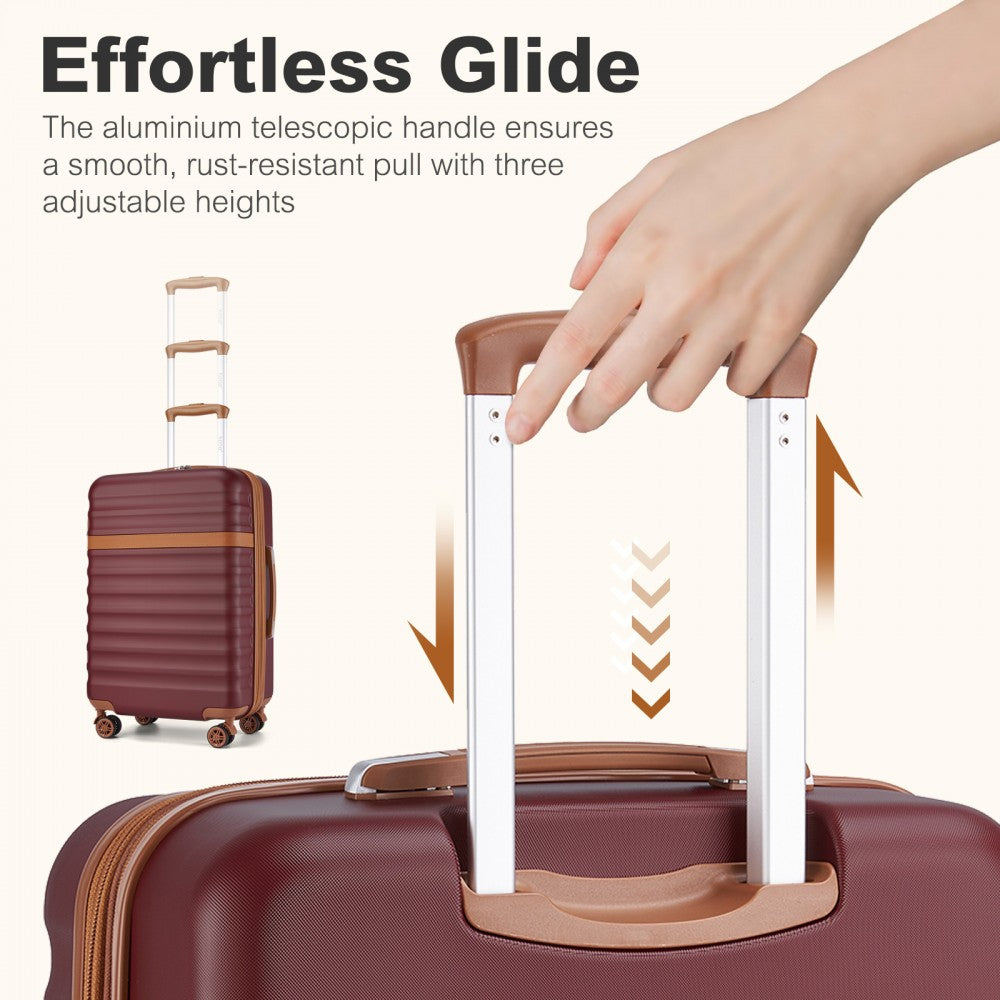 Expandable Lightweight ABS+PC Hard Shell Check-In Suitcase – 24-Inch – Burgundy and Brown