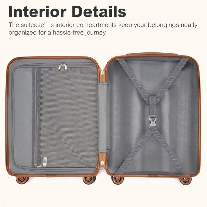 Expandable Lightweight ABS+PC Hard Shell Check-In Suitcase – 24-Inch – Burgundy and Brown
