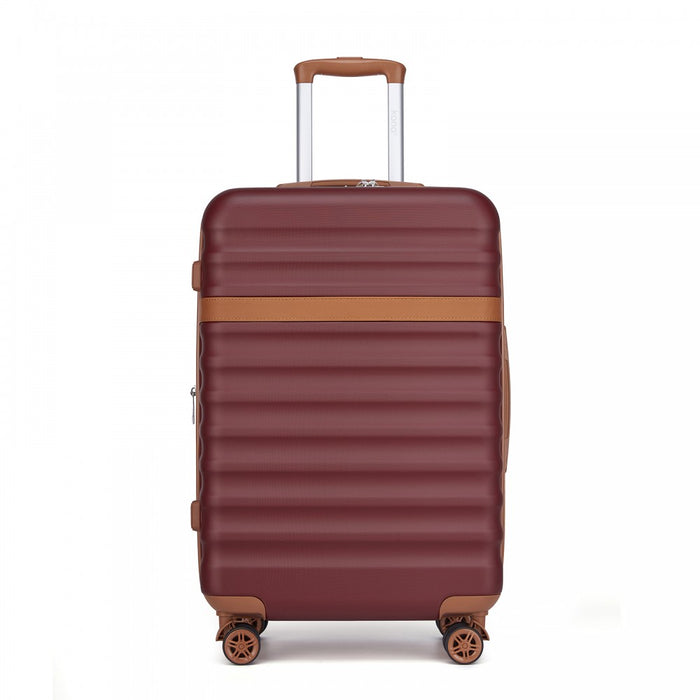 3-Piece Expandable Luggage Set Hard Shell ABS+PC Suitcases – 20/24/28-Inch – KSK2484 – Burgundy and Brown