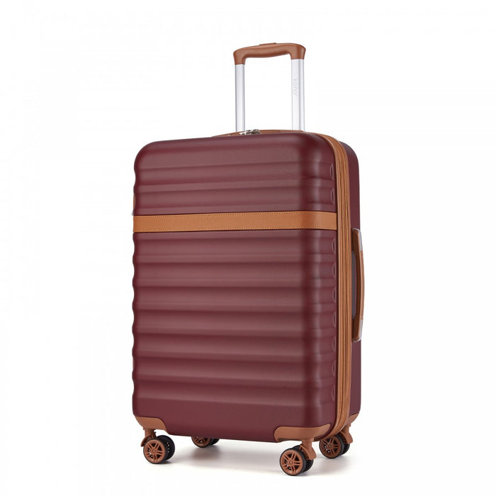 Expandable Lightweight ABS+PC Hard Shell Check-In Suitcase – 24-Inch – Burgundy and Brown