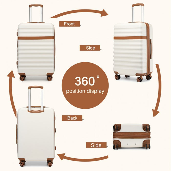 Expandable Lightweight ABS+PC Hard Shell Check-In Suitcase with TSA Lock – 28-Inch – Cream and Brown
