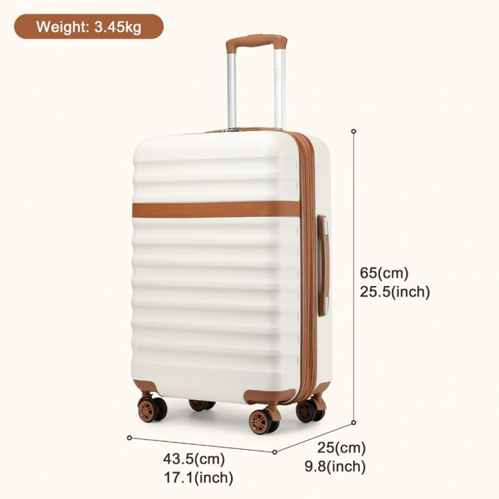 Expandable Lightweight ABS+PC Hard Shell Check-In Suitcase with TSA Lock – 24-Inch – Cream and Brown