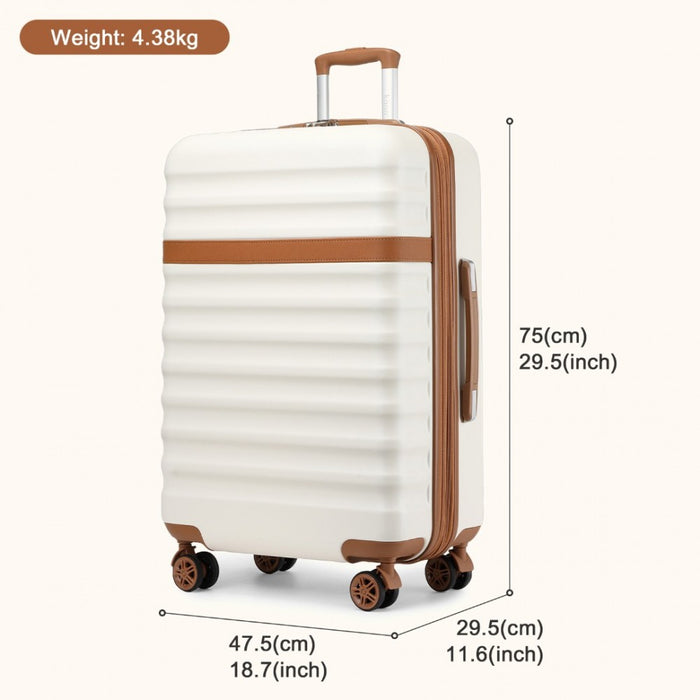 Expandable Lightweight ABS+PC Hard Shell Check-In Suitcase with TSA Lock – 28-Inch – Cream and Brown
