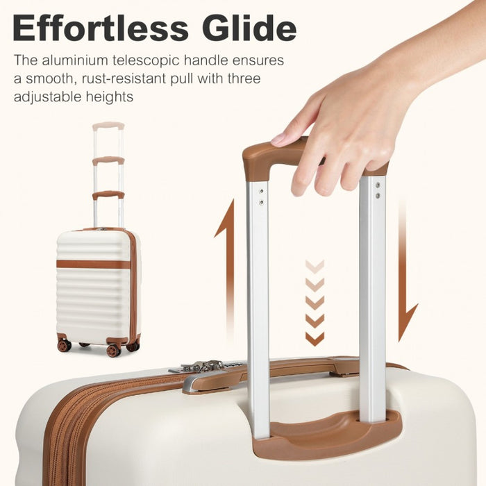 Expandable Lightweight ABS+PC Hard Shell Check-In Suitcase with TSA Lock – 24-Inch – Cream and Brown