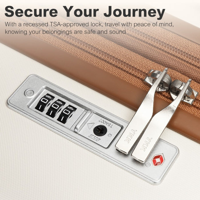 Expandable Lightweight ABS+PC Hard Shell Check-In Suitcase with TSA Lock – 28-Inch – Cream and Brown