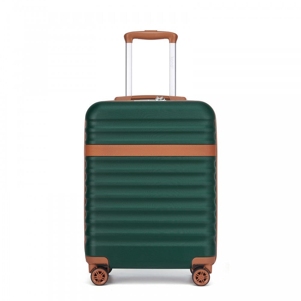 Lightweight ABS+PC Hard Shell Cabin Carry-On Suitcase with TSA Lock – 20-Inch – KSK2484 – Green and Brown