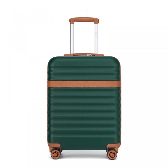 Lightweight ABS+PC Hard Shell Cabin Carry-On Suitcase with TSA Lock – 20-Inch – KSK2484 – Green and Brown