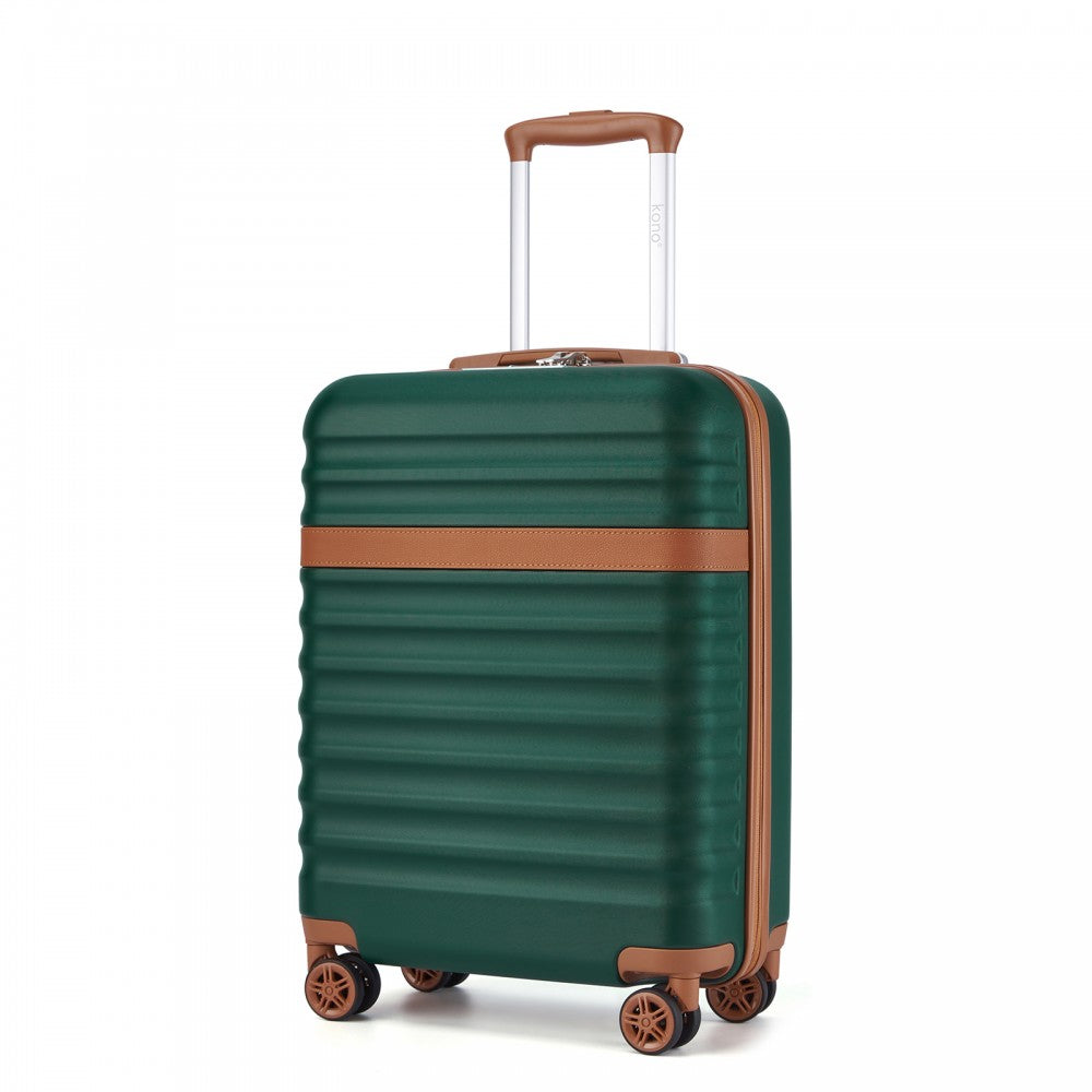 Lightweight ABS+PC Hard Shell Cabin Carry-On Suitcase with TSA Lock – 20-Inch – KSK2484 – Green and Brown