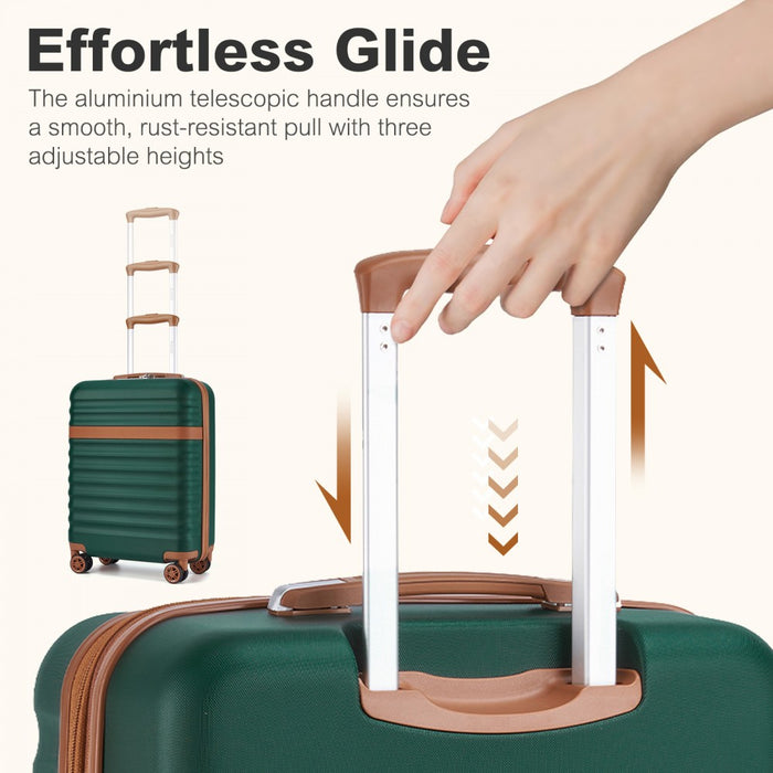 Lightweight ABS+PC Hard Shell Cabin Carry-On Suitcase with TSA Lock – 20-Inch – KSK2484 – Green and Brown