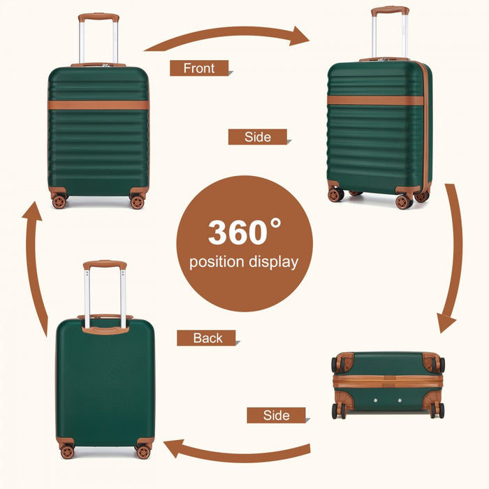Lightweight ABS+PC Hard Shell Cabin Carry-On Suitcase with TSA Lock – 20-Inch – KSK2484 – Green and Brown