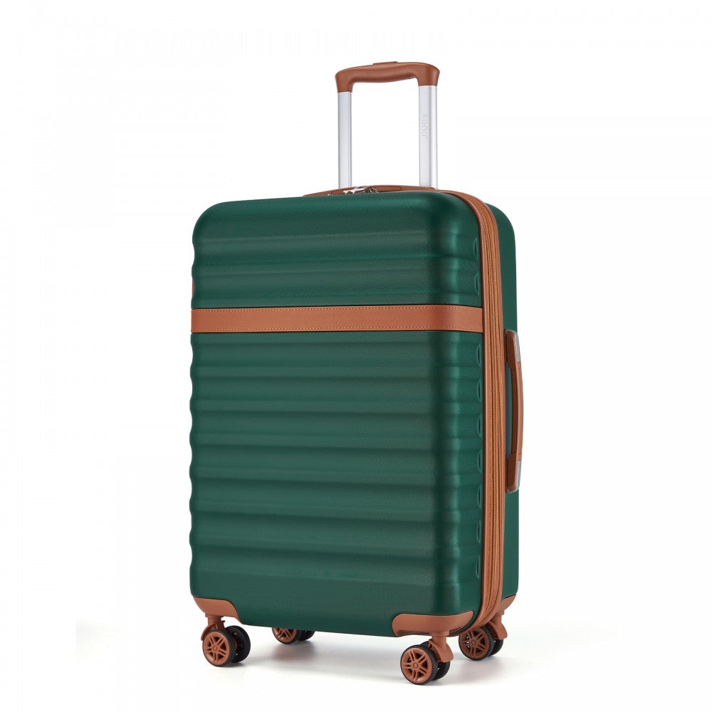 Expandable Lightweight ABS+PC Hard Shell Check-In Suitcase with TSA Lock – 28-Inch – Green and Brown