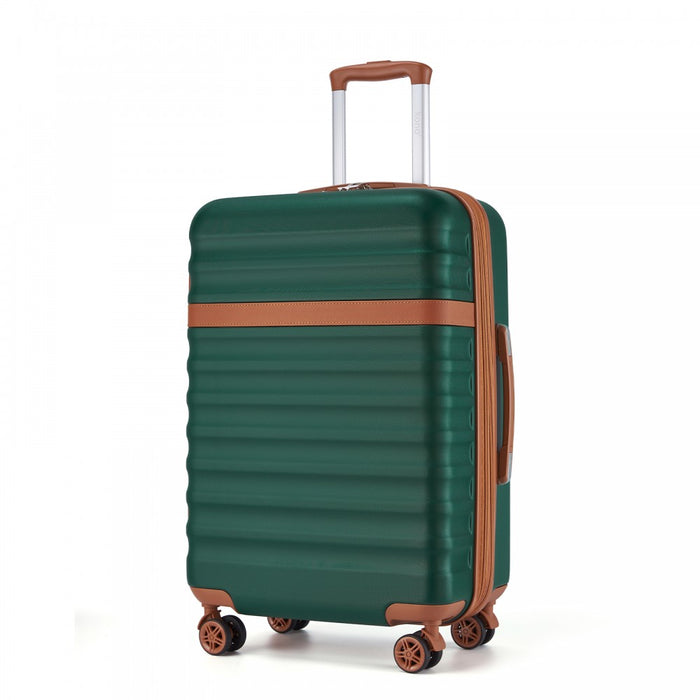 Expandable Lightweight ABS+PC Hard Shell Check-In Suitcase with TSA Lock – 24-Inch – Green and Brown
