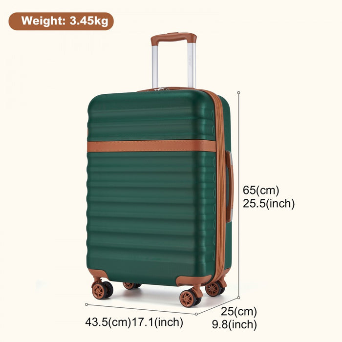 Expandable Lightweight ABS+PC Hard Shell Check-In Suitcase with TSA Lock – 24-Inch – Green and Brown