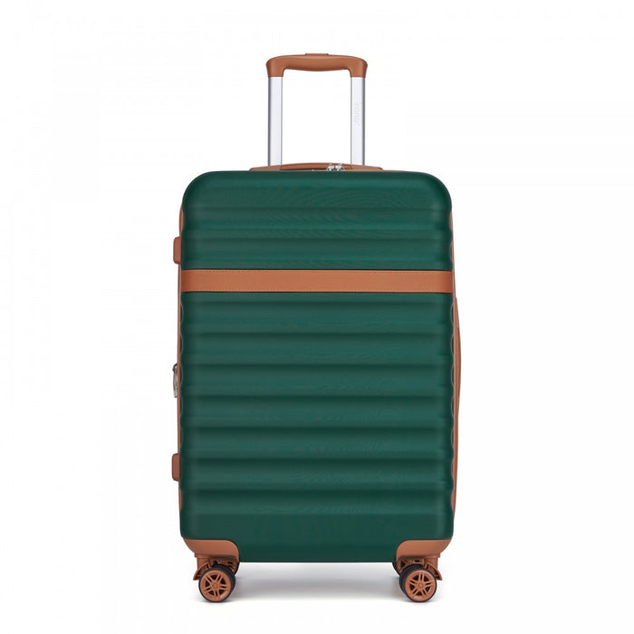 Expandable Lightweight ABS+PC Hard Shell Check-In Suitcase with TSA Lock – 24-Inch – Green and Brown