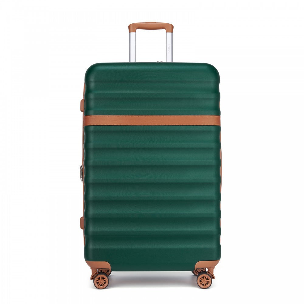 Expandable Lightweight ABS+PC Hard Shell Check-In Suitcase with TSA Lock – 28-Inch – Green and Brown